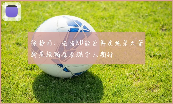 徐静雨：老将KD能否再度绝杀火箭新星杨瀚森表现令人期待